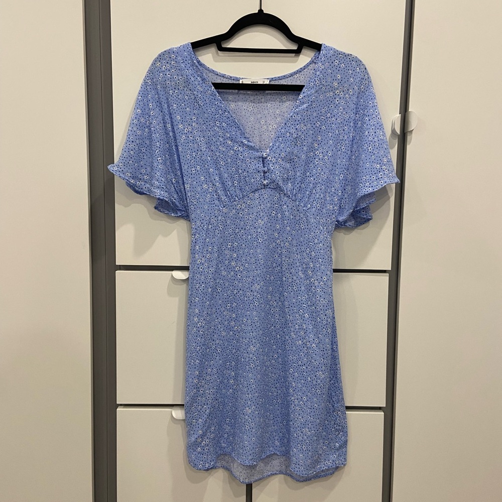 Mango - Ditsy Floral Dress - Blue - Size S
